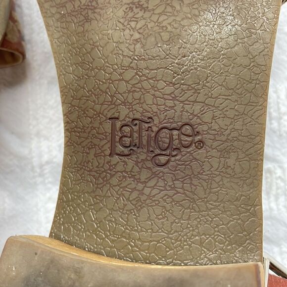 Latigo Anthropologie Tana Sandals Leather Size 10 Embroidered designs Boho - Picture 14 of 16